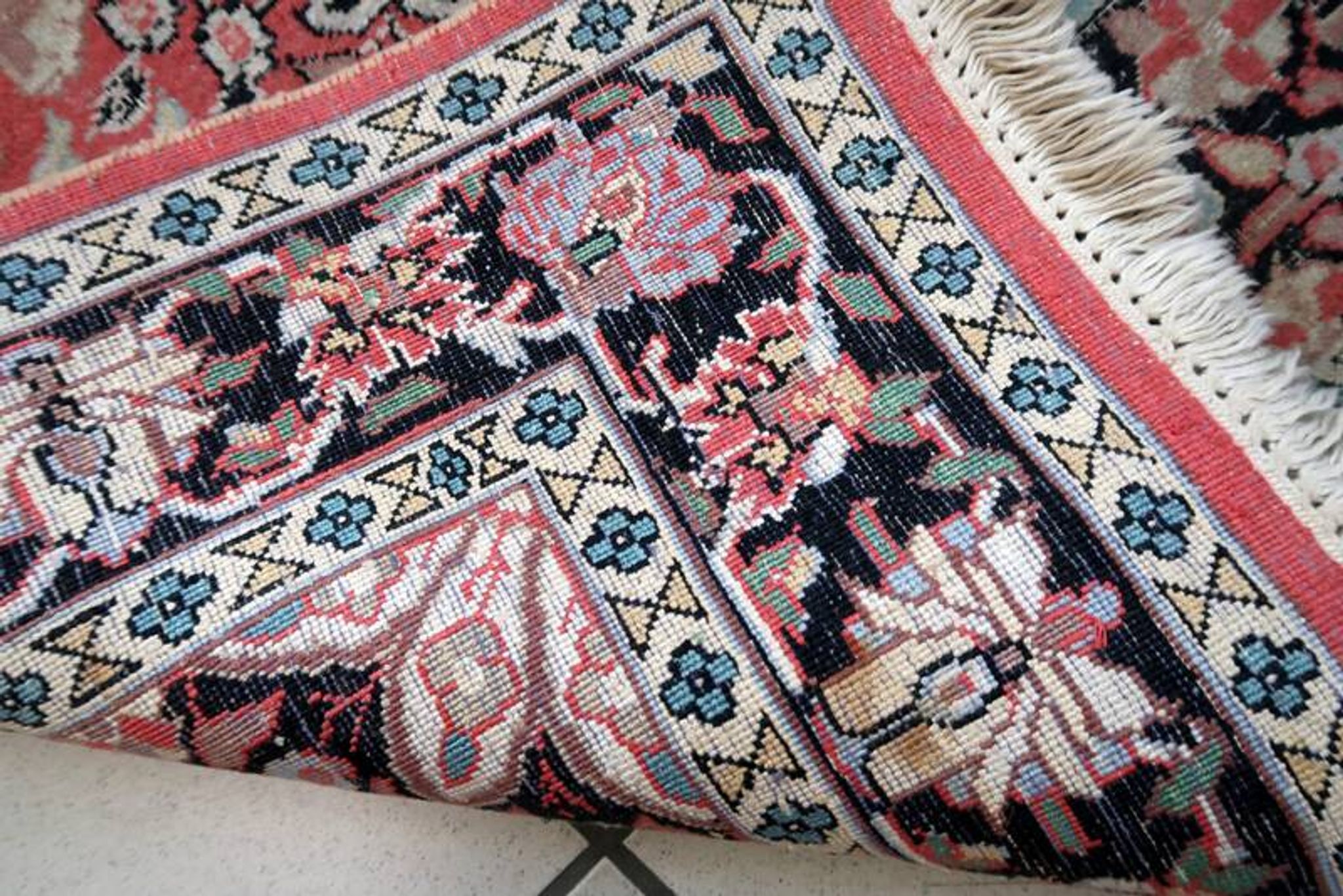 Tapis Tabriz Vintage Fait Main en Laine du Cachemire – 78 x 129 cm
