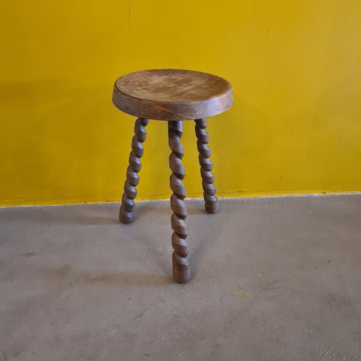 Vintage French Wooden Stool from the 1970s.