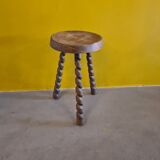 Vintage French Wooden Stool from the 1970s.