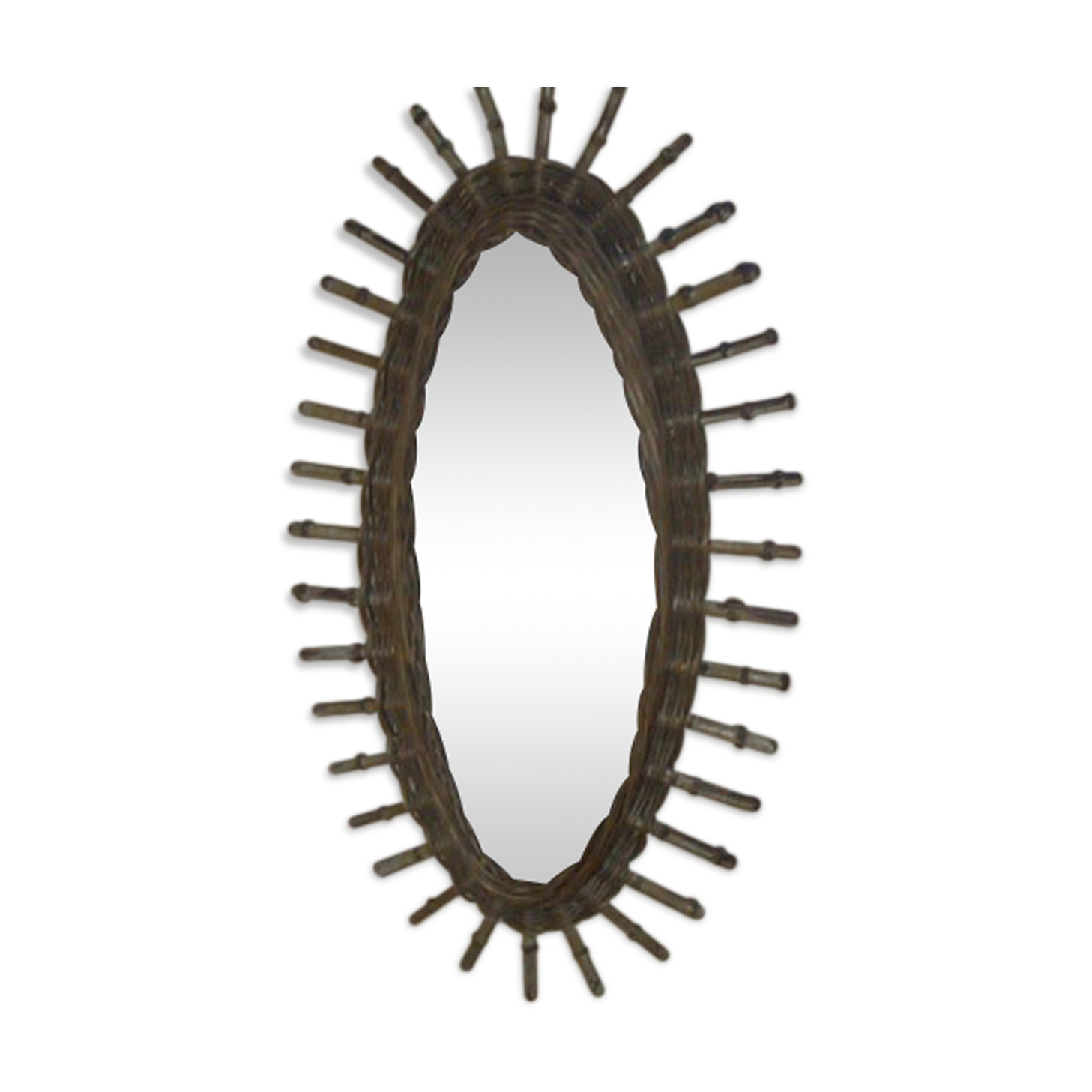 Mirror oval rattan bamboo sun 38x68cm