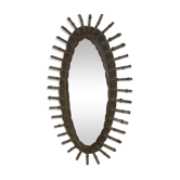 Miroir ovale rotin bambou soleil