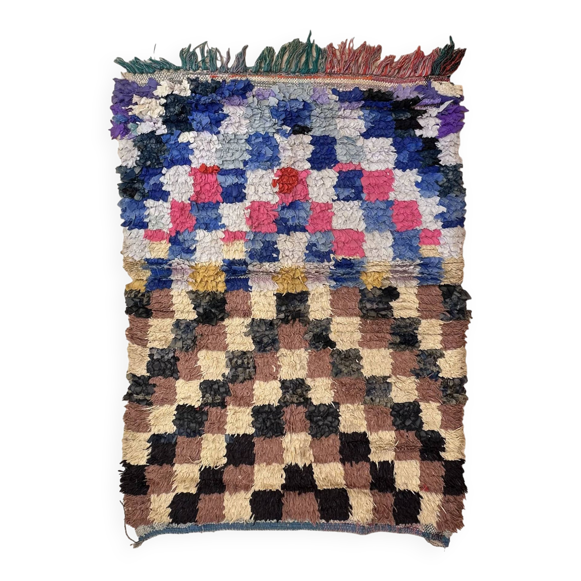 Colorful Boucherouite Berber rug - 93 x 134 cm
