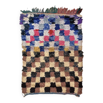 Colorful Boucherouite Berber rug - 93 x 134 cm