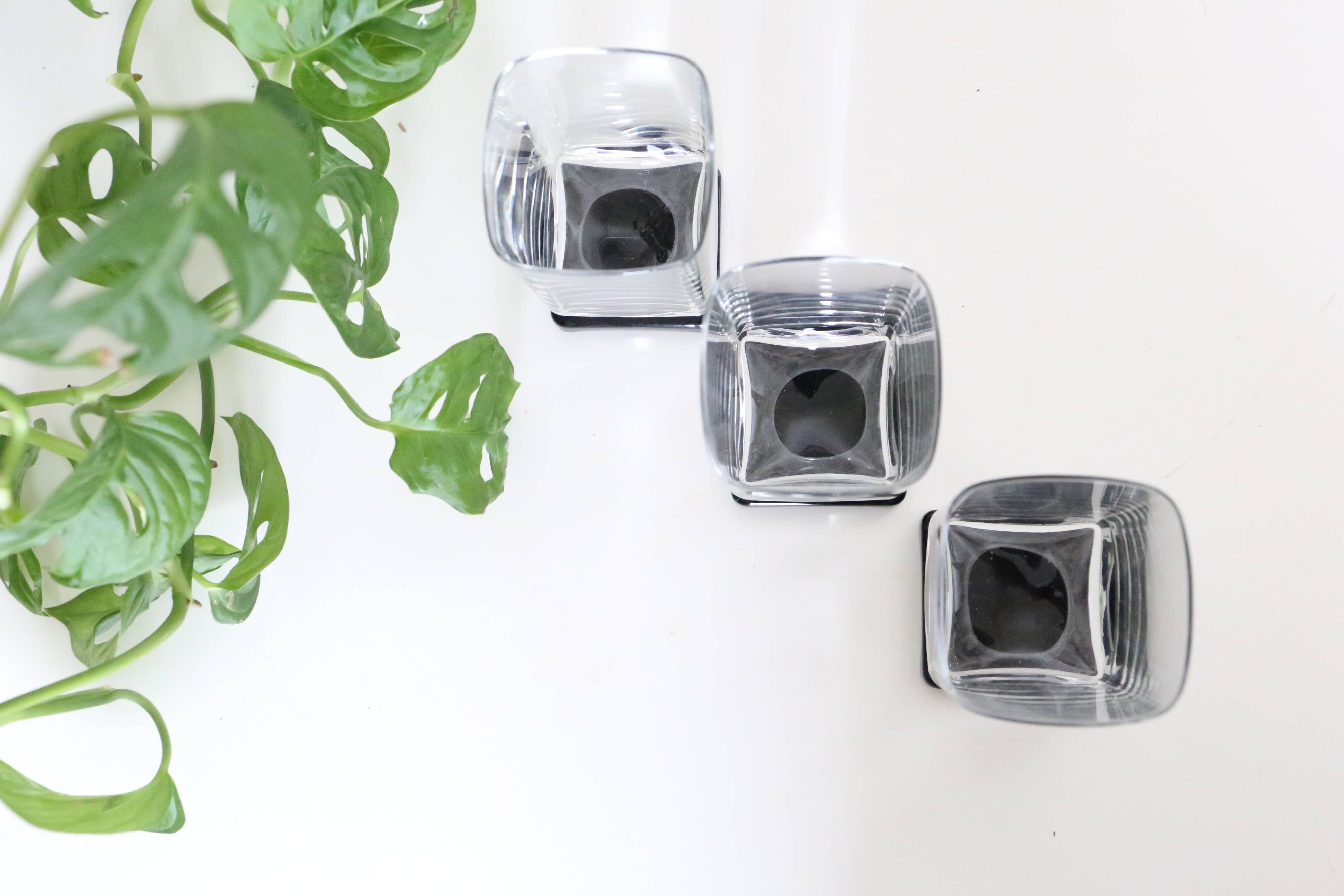 Set de 3 verres à pied, vintage, 1960, mid century