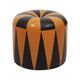 Round Vintage Pouf, Orange and Black Faux Leather (Skai), 1960s