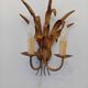 Sheaf of wheat wall lamp in gilded and patinated iron, signed lotti roberto snc.