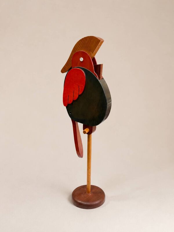 Tirelire sculpturale en bois – Oiseau moderniste – Travail artisanal années