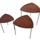 Vintage set of 3 wooden and metal side tables from the 1980s