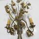 Pair of double flower bouquet sconces in brass 1960