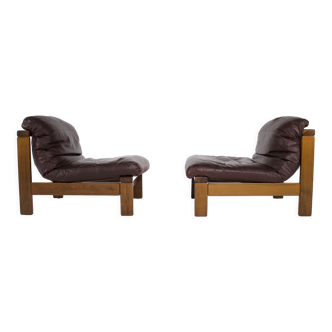 Pair of leather armchairs 1970