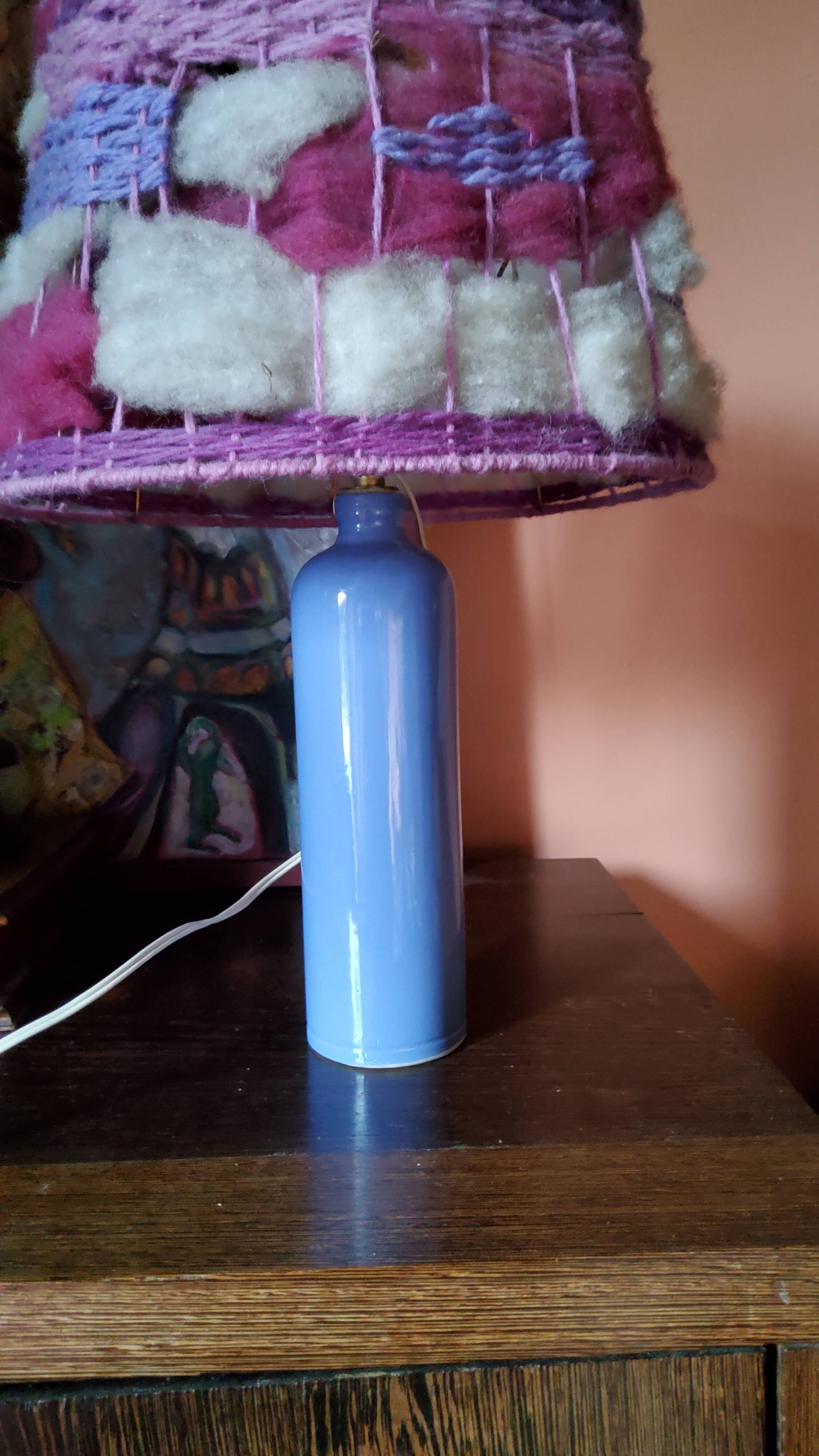 Digoin sandstone lamp from the 70s wool lampshade