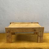 Vintage brutalist coffee table in solid pine.