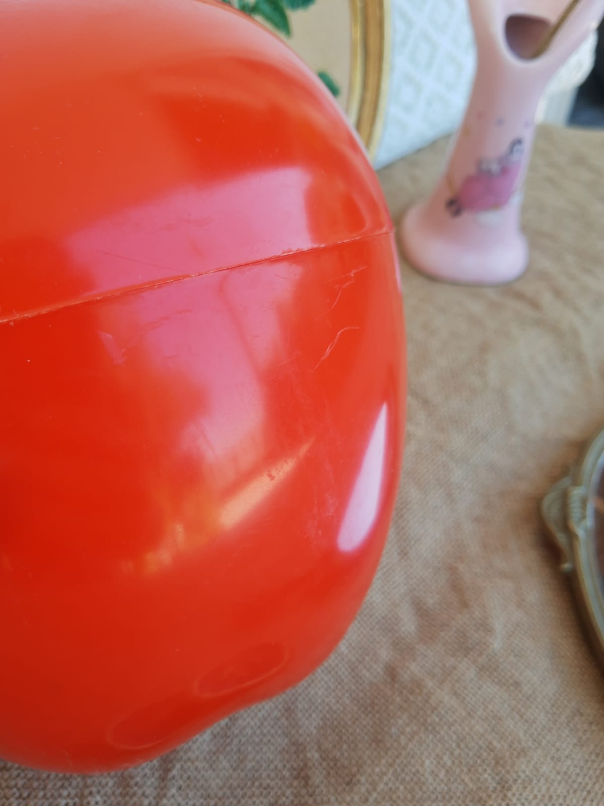 Seau pomme à glacons rouge vintage