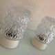 Pair of cylindrical structured glass ceiling lights / vintage 60s-70s