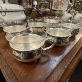 Set of 6 silver-plated metal and glass cups