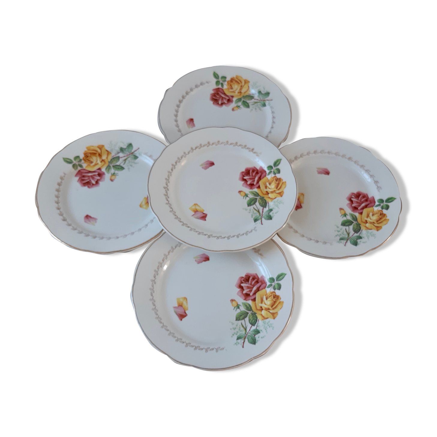 Set of 5 flat plates Digoin model Odeon