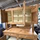 Renovated solid oak sideboard – vintage chic country buffet – glass display