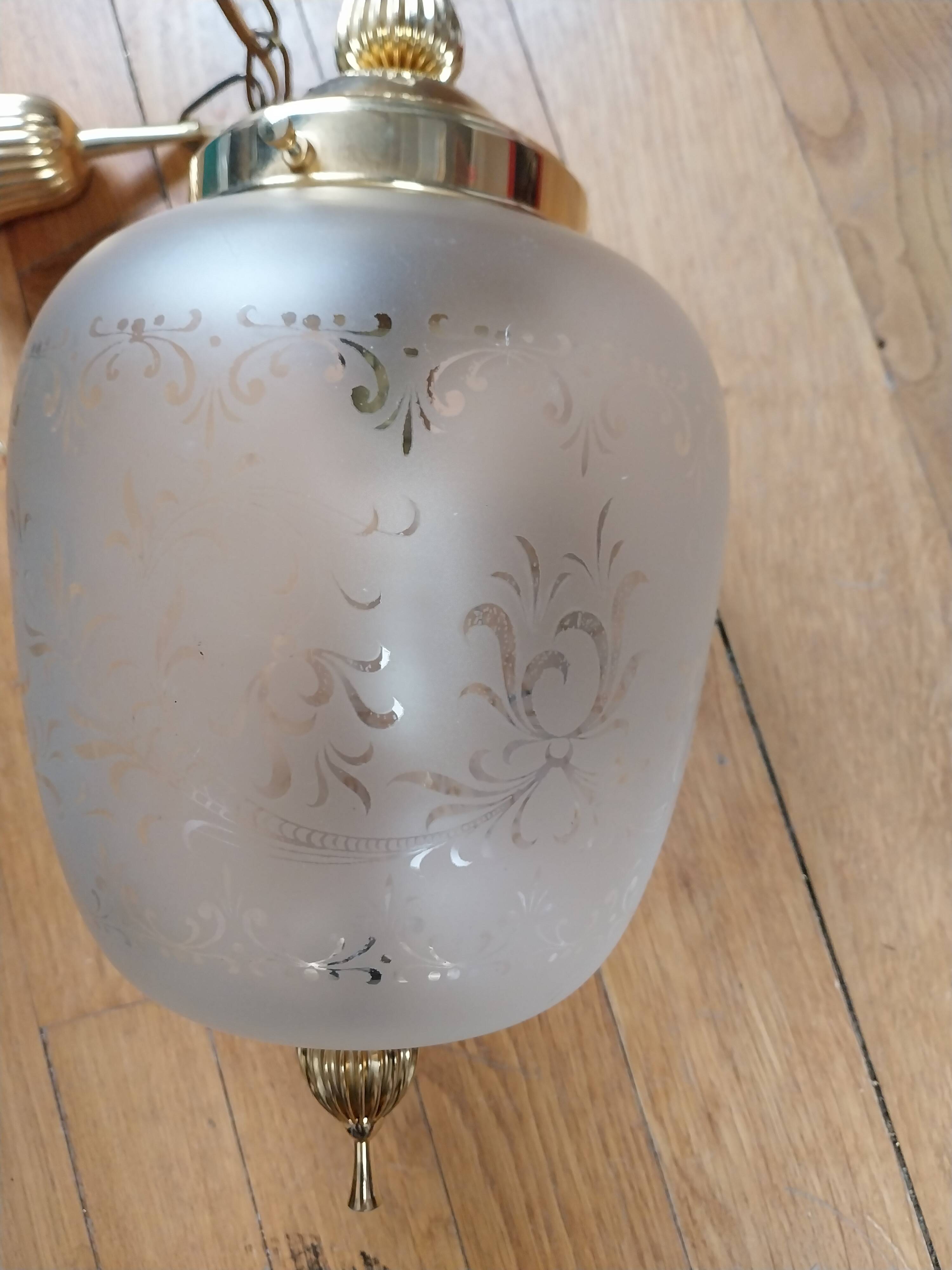 golden metal glass suspension chandelier