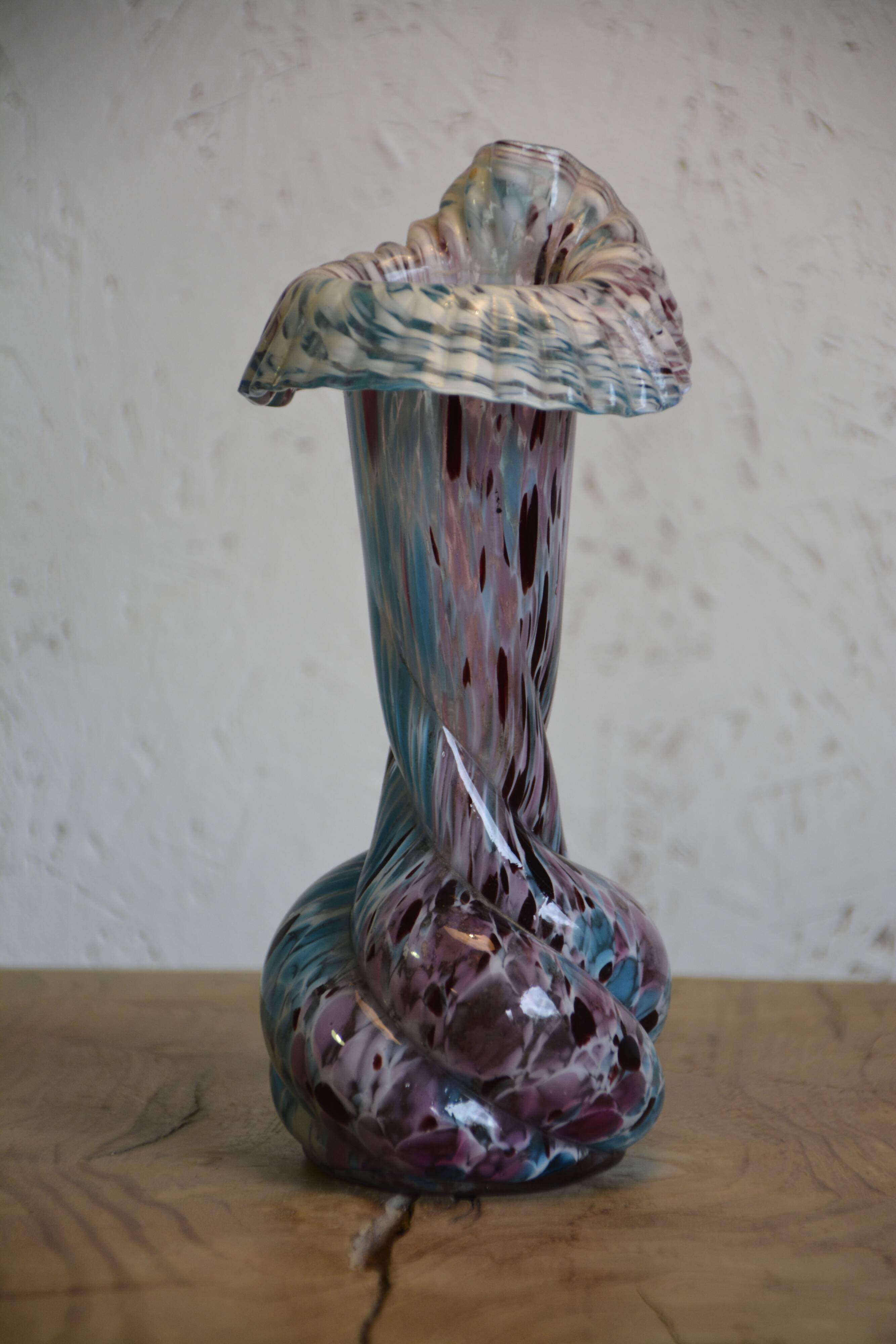 Pink and twisted blue vase