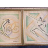 Dessins originaux art déco 1929 la paire
