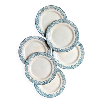 6 assiettes plates Salins en terre de fer, service "Directoire"