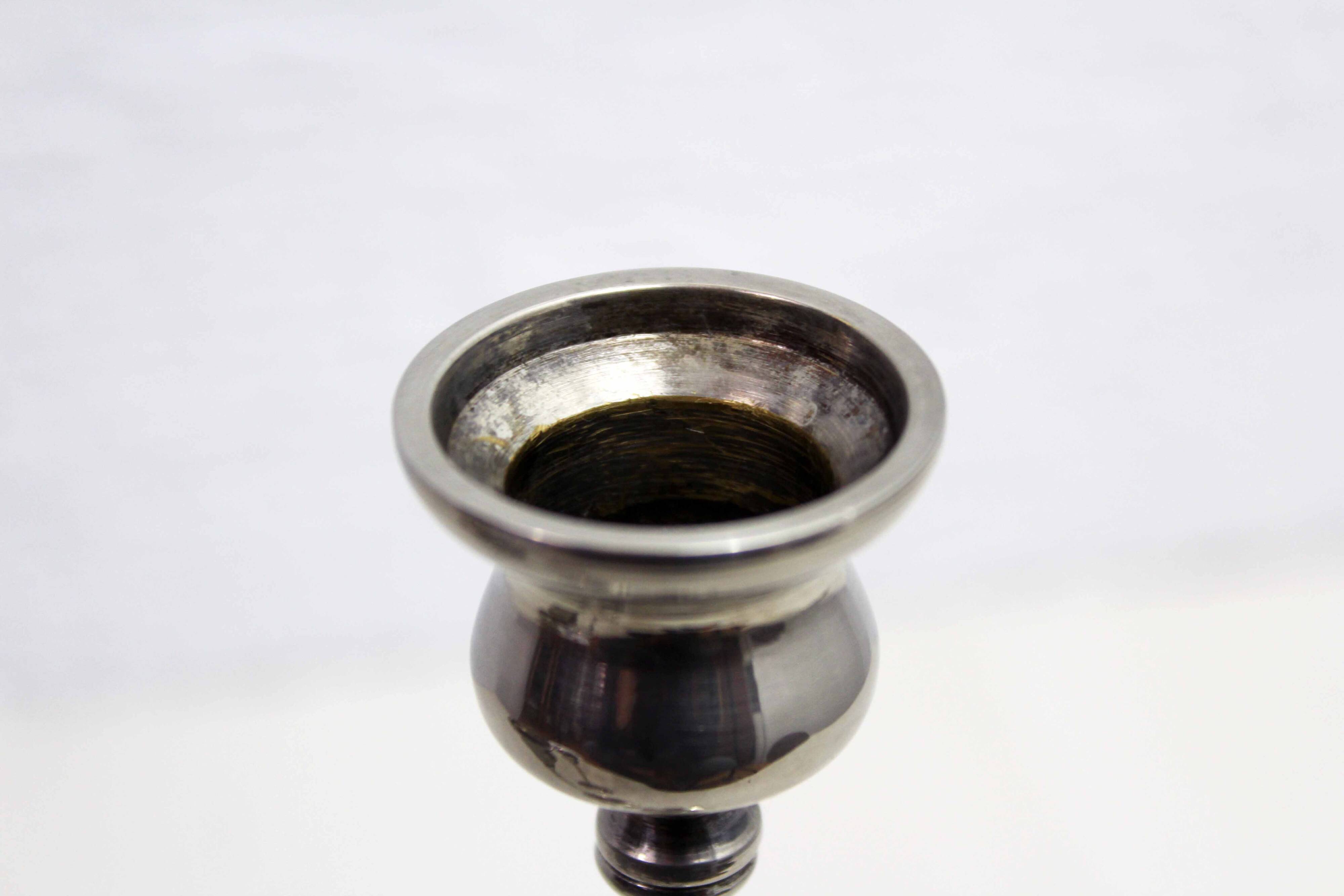 Set of 3 silver metal candle holders