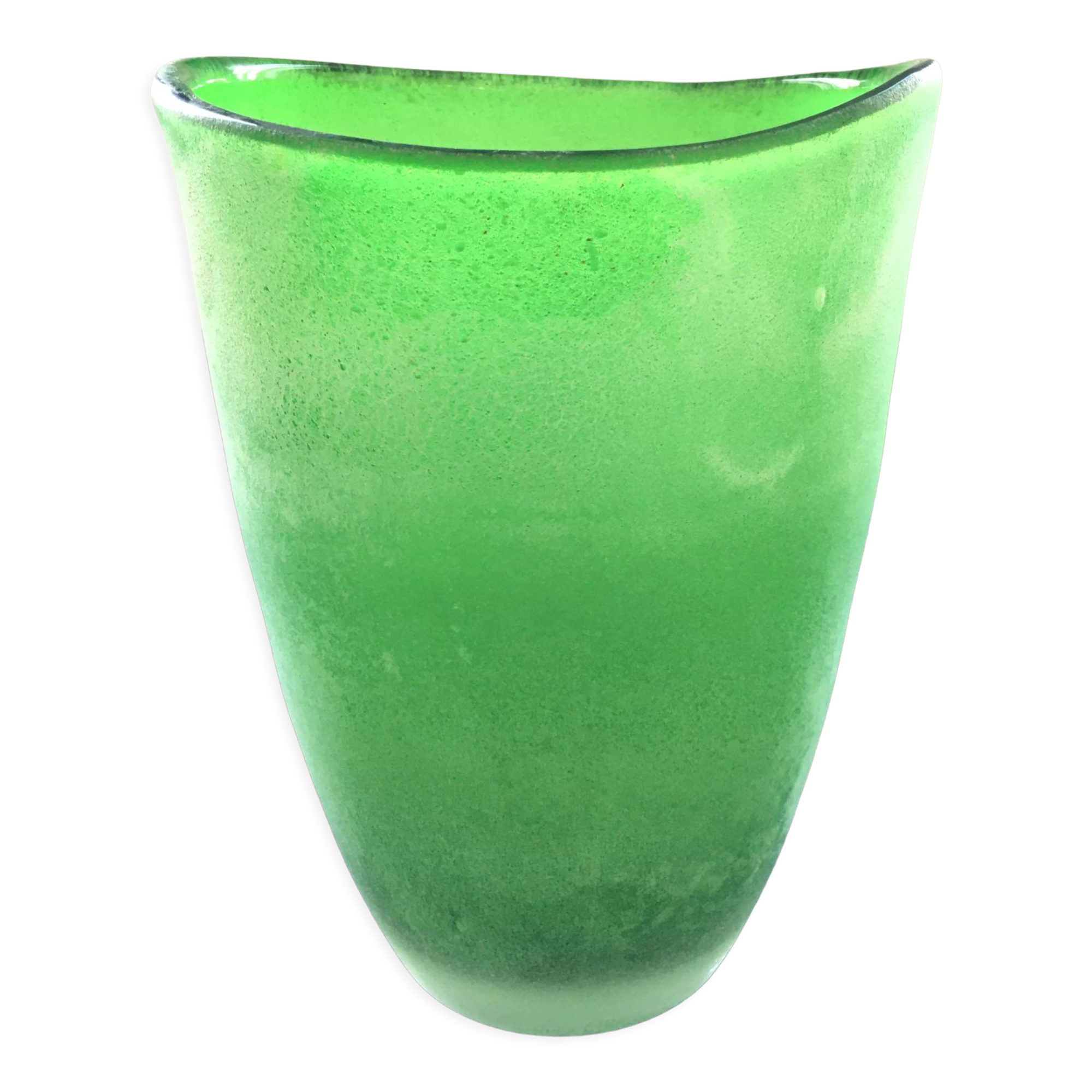 Green glass paste vase