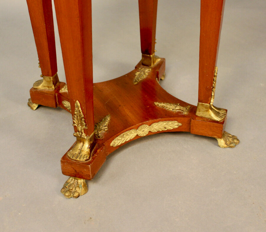 Empire style pedestal table with green marble