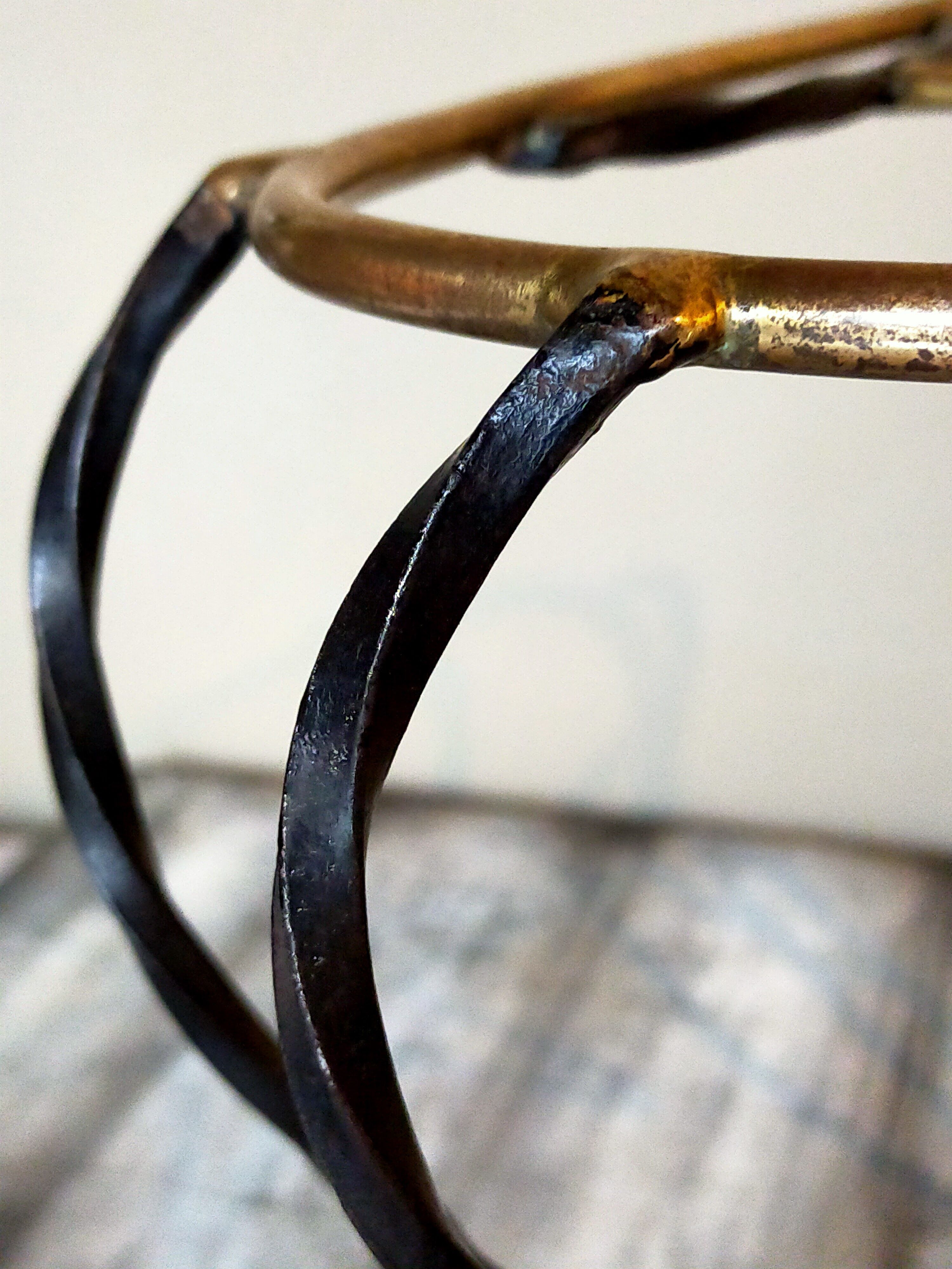 Vintage wrought iron tripod coffee table
