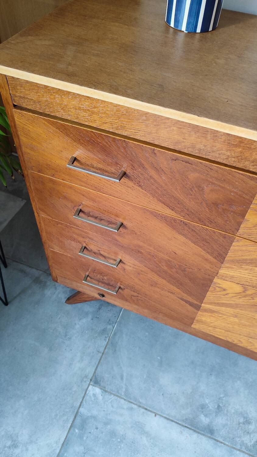 Vintage chest of drawers with compass feet