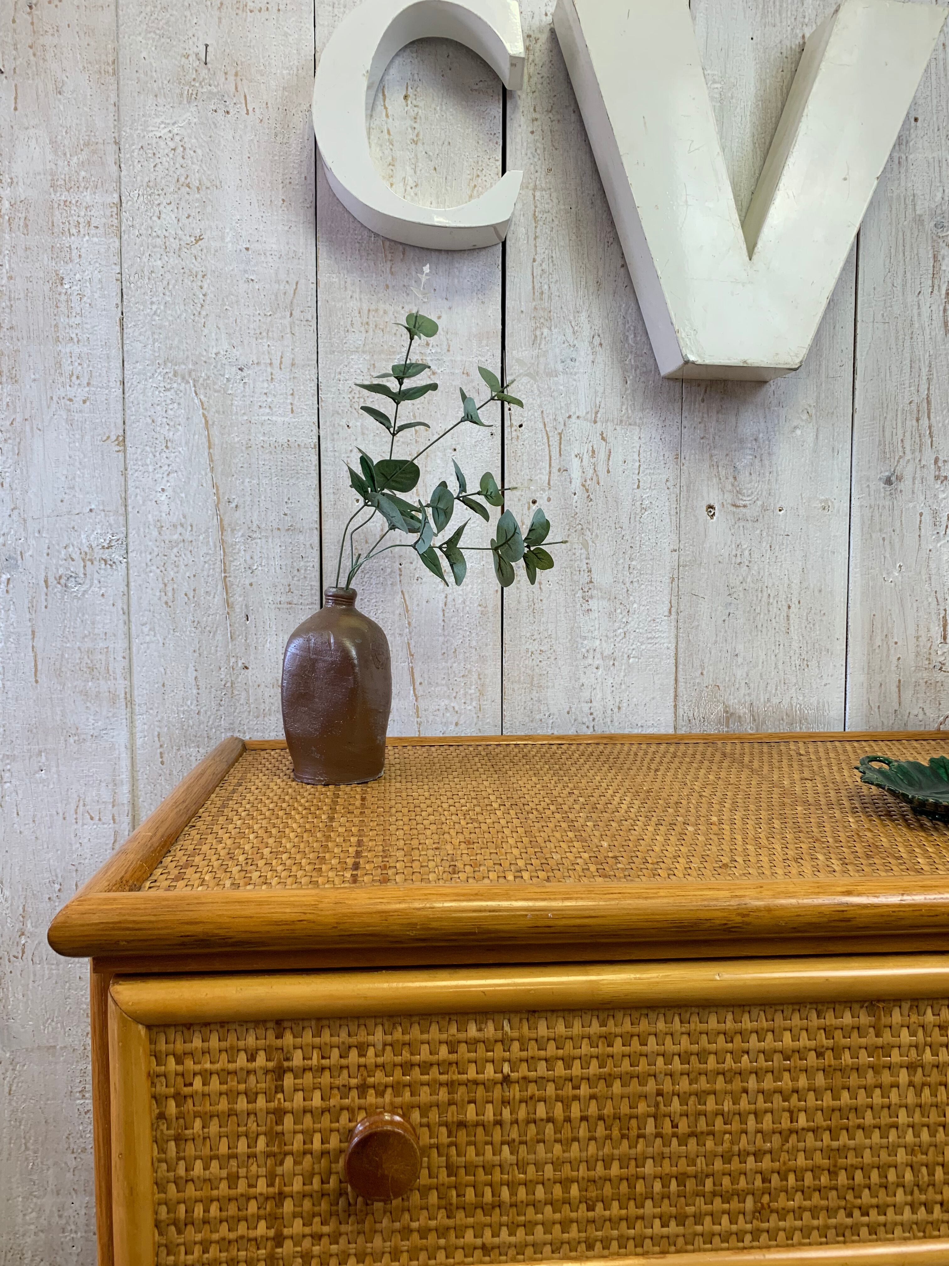Vintage rattan chest of drawers