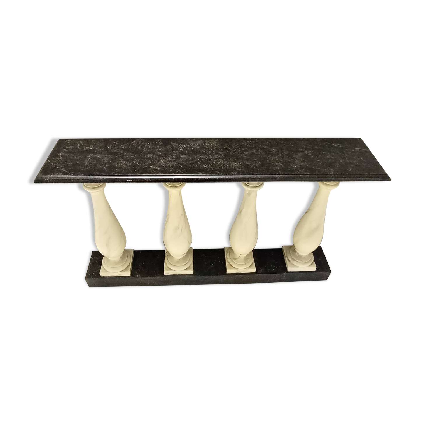 Ivory Hand-Painted Beech Console / Balustrade with a Marble Effect and Two