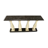 Ivory Hand-Painted Beech Console / Balustrade with a Marble Effect and Two