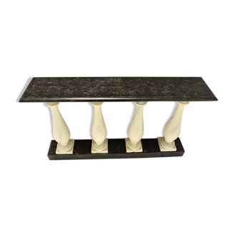 Ivory Hand-Painted Beech Console / Balustrade with a Marble Effect and Two