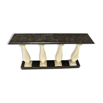 Ivory Hand-Painted Beech Console / Balustrade with a Marble Effect and Two