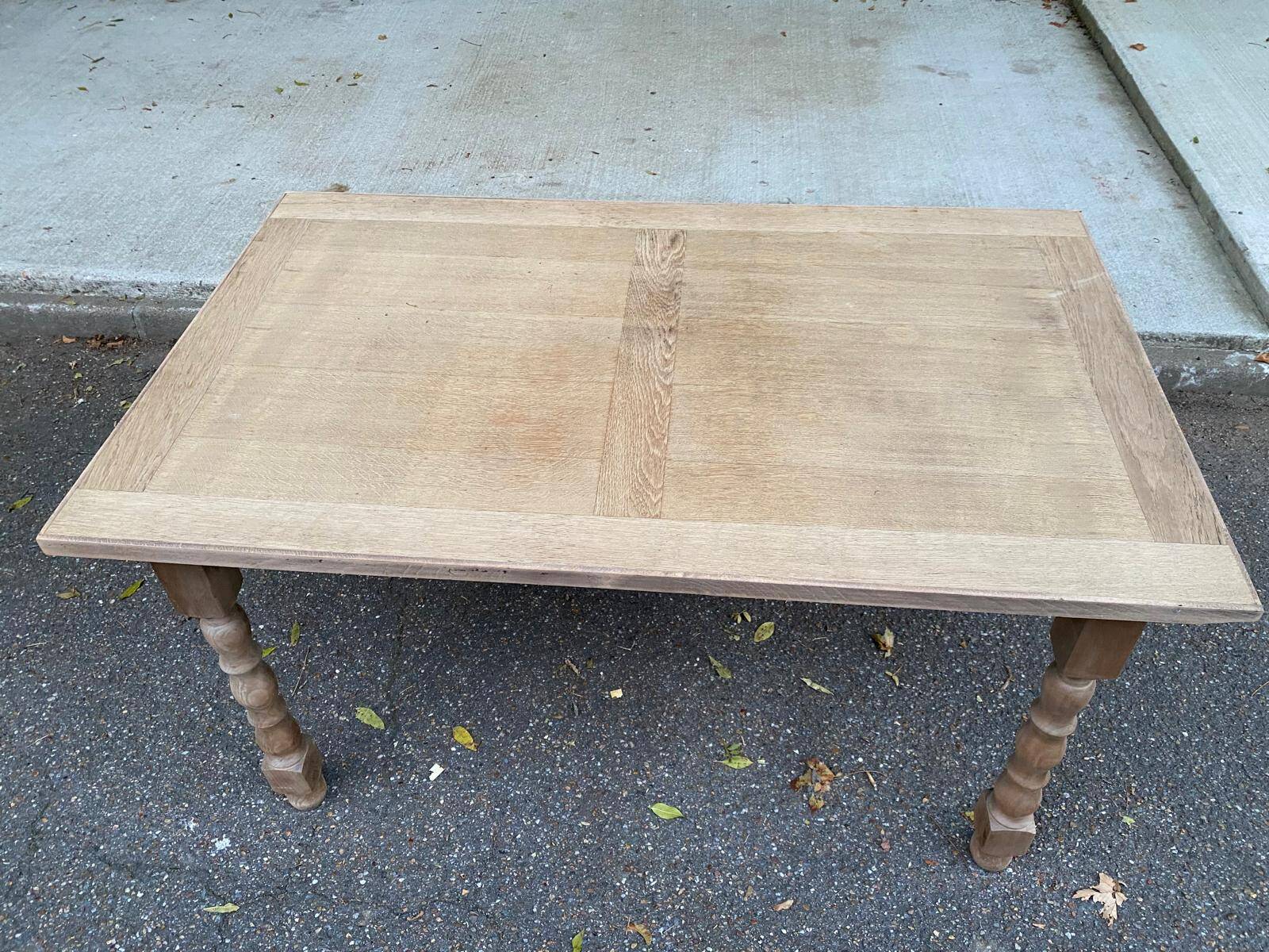 20th century extendable farmhouse dining table renovated in raw wood 225cm