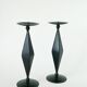 Pair of wooden and wrought iron candlesticks, Sculptural, 1970