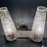 Applique double vintage • acier, laiton & verre • 1950