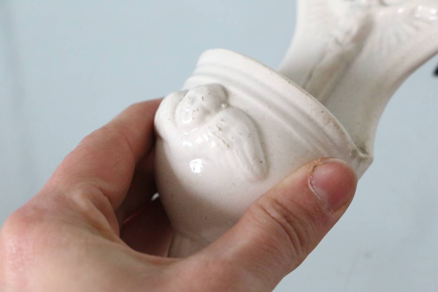 19th century earthenware stoup, Mouzin Frères, Onnaing