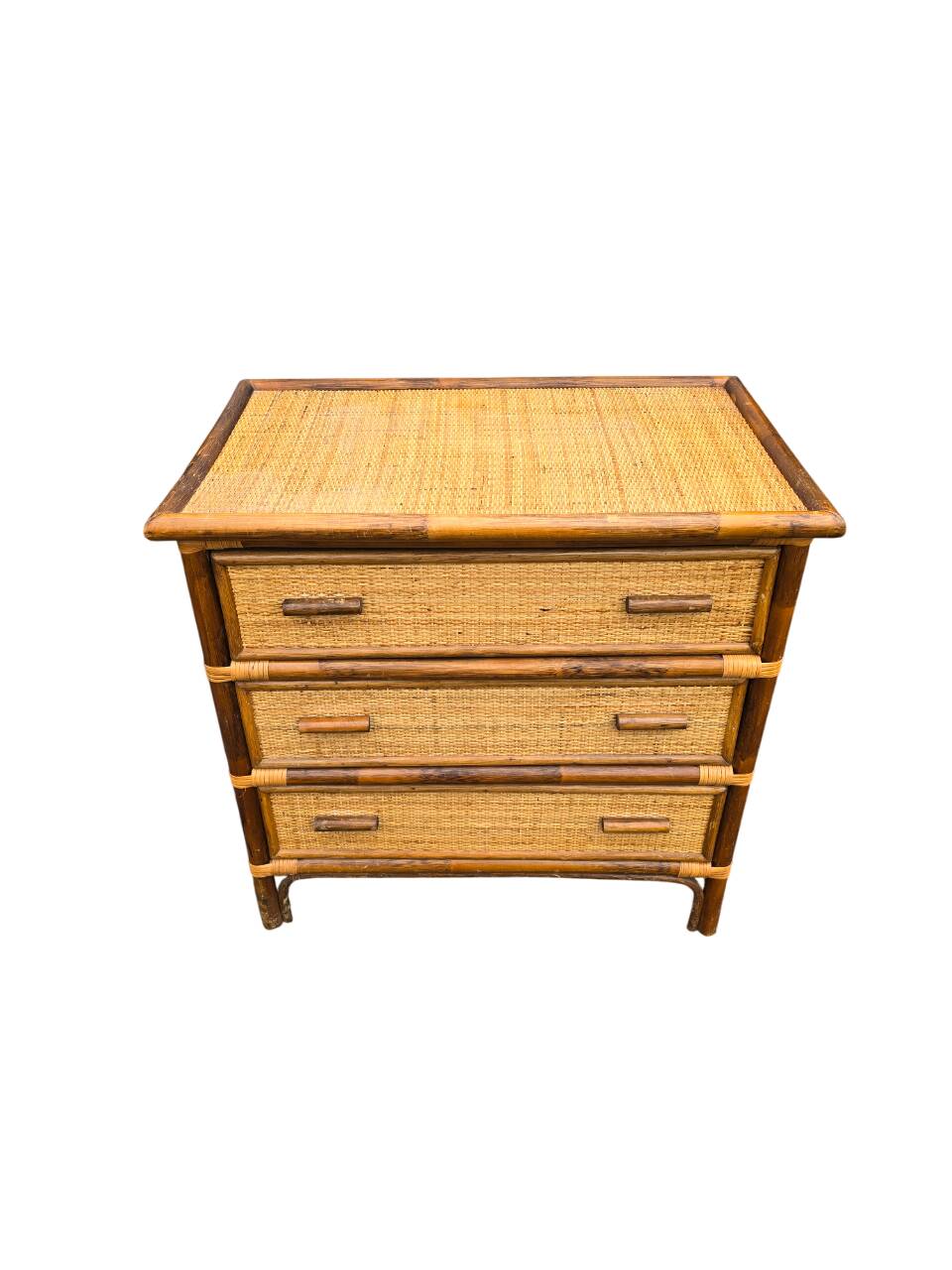 Rattan chest of drawers with 3 drawers