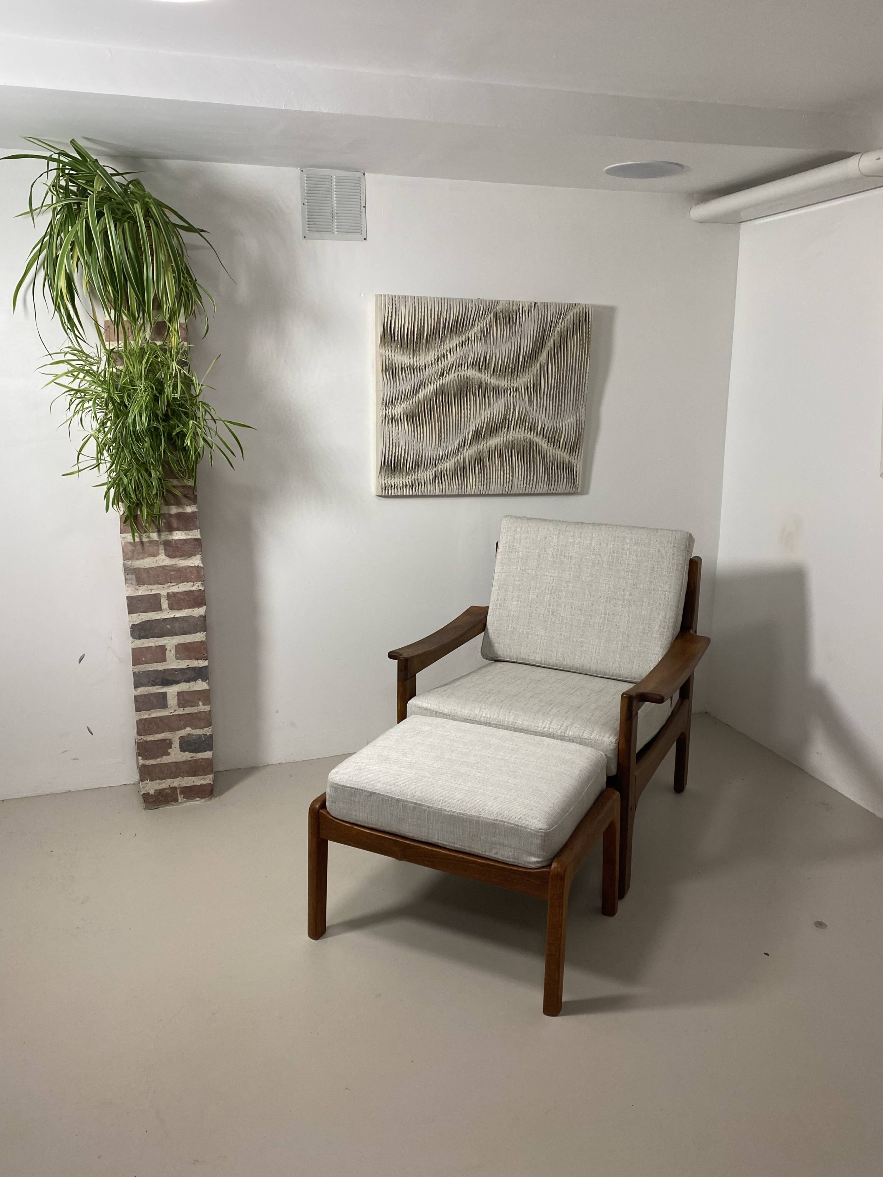 Danish teak armchair and ottoman, 1960s