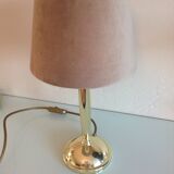 Golden metal lamp and lampshade fishing skin / vintage 70s-80s