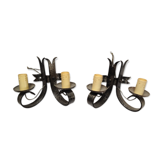Lot de 2 appliques murales bougeoir