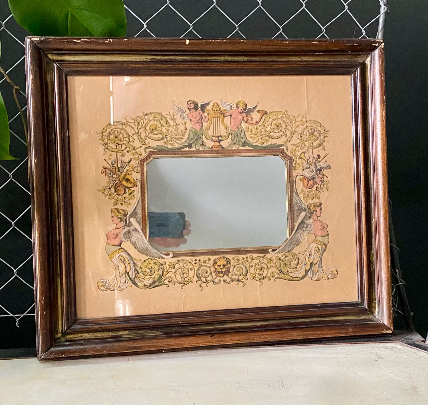Antique wooden mirror