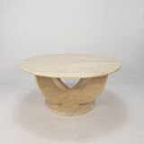Table basse italienne en travertin, années 1970