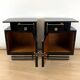 Art Deco Bedside Cabinets in Black Lacquer & Chrome, France, 1930, Set of 2