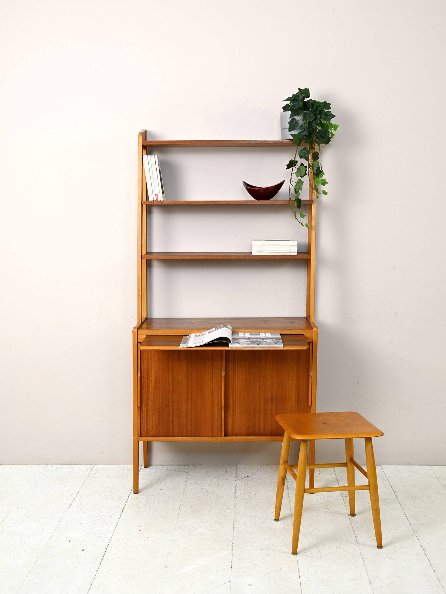 1960s bookcase with pull-out desk