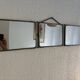 Miroir vintage 1900 triptyque barbier Art Nouveau - 19 x 78  cm