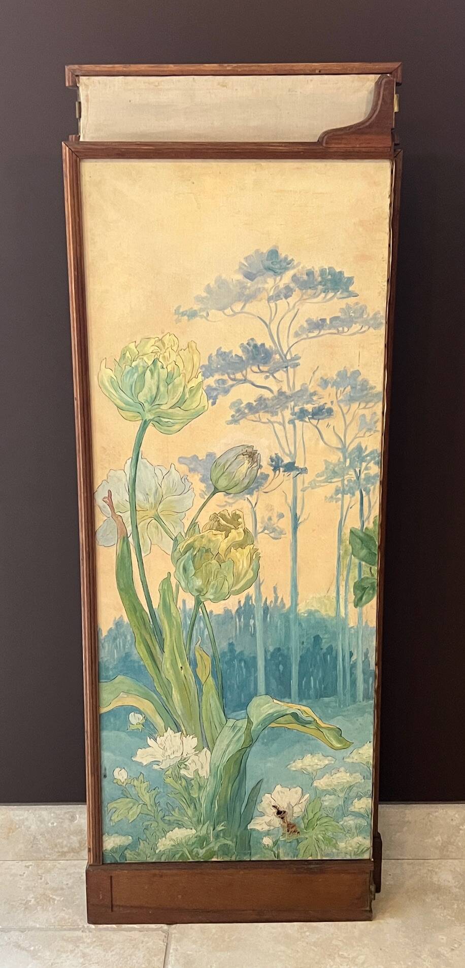 Art Nouveau screen 1900 floral decoration