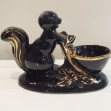 Black and gold ceramic squirrel pot cache from the 50s